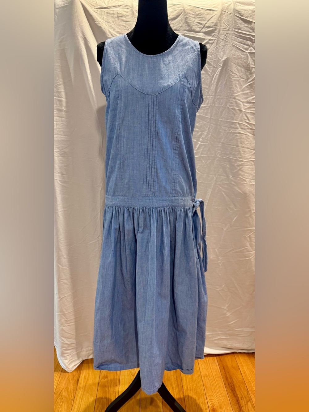 Vintage light blue drop-waist chambray dress